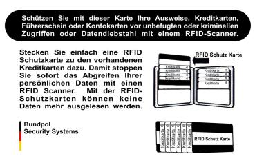 RFID Protect Karte Rückseite